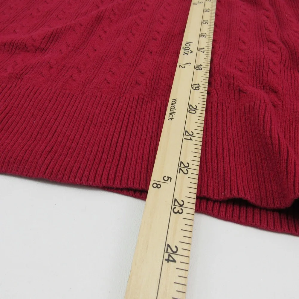 Sonoma Womans Turtleneck Sweater Cable Knit Pullover Cotton Blend‎ 1X Red